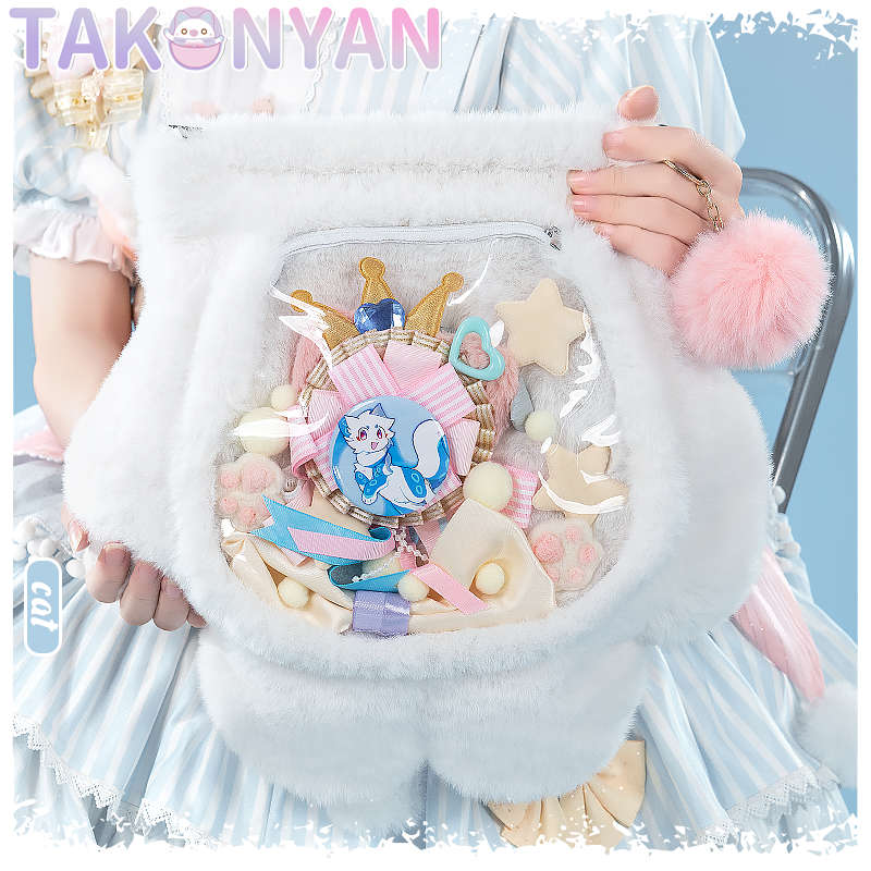 【IN STOCK】Takonyancos Plush Daily Double Shoulder Beast Paw Bag itabag PinBag Schoolbag Student Commuter Furry Bag