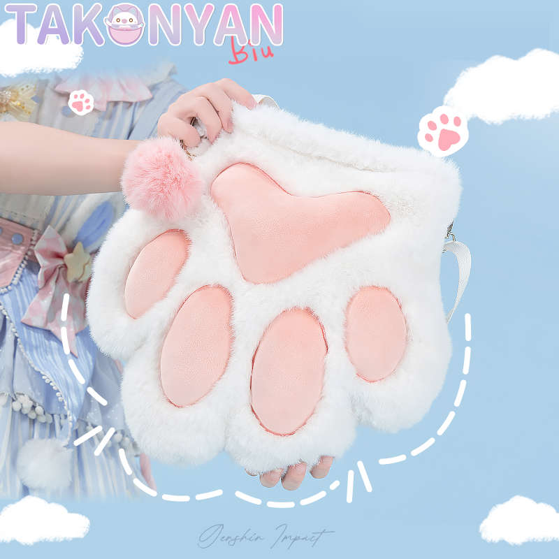 【IN STOCK】Takonyancos Plush Daily Double Shoulder Beast Paw Bag itabag PinBag Schoolbag Student Commuter Furry Bag