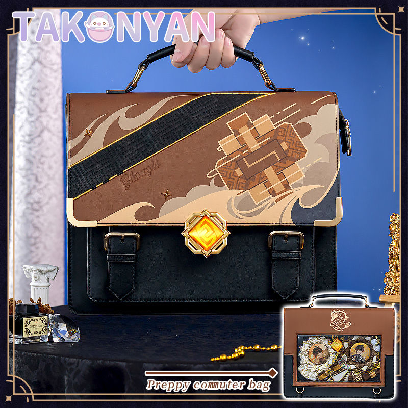 【IN STOCK】Game Genshin Impact Zhongli itabag Messenger Bag PU Leather Bag Theme Impression Bag student backpack doujin