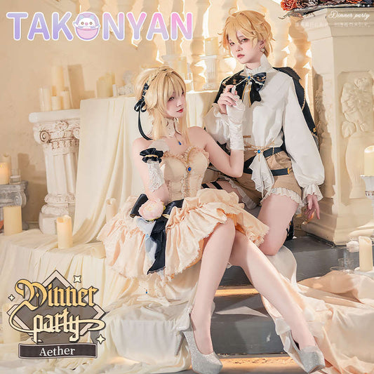 【IN STOCK】Takonyancos Anime Game Genshin Impact Cosplay Costume for Aether Dinner party Dresses doujin