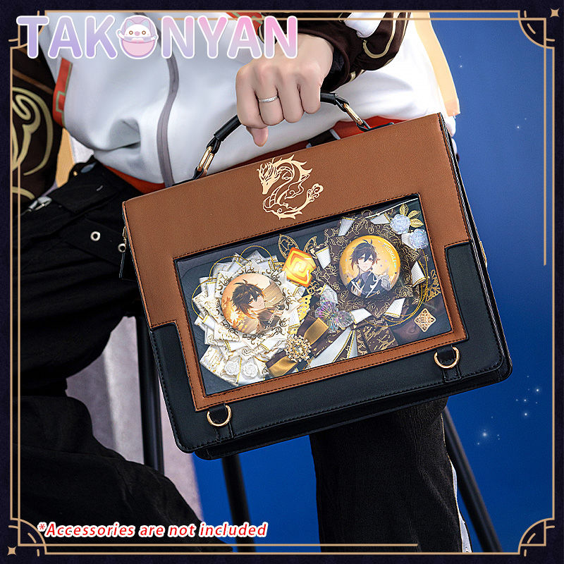 【IN STOCK】Game Genshin Impact Zhongli itabag Messenger Bag PU Leather Bag Theme Impression Bag student backpack doujin