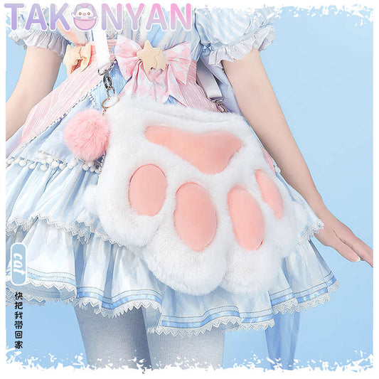 【IN STOCK】Takonyancos Plush Daily Double Shoulder Beast Paw Bag itabag PinBag Schoolbag Student Commuter Furry Bag