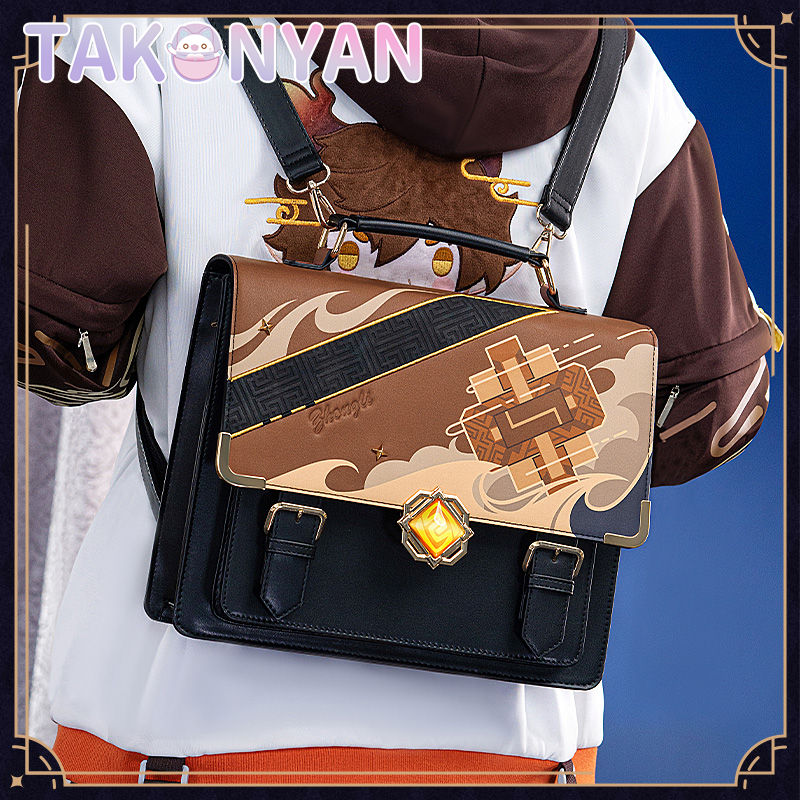 【IN STOCK】Game Genshin Impact Zhongli itabag Messenger Bag PU Leather Bag Theme Impression Bag student backpack doujin