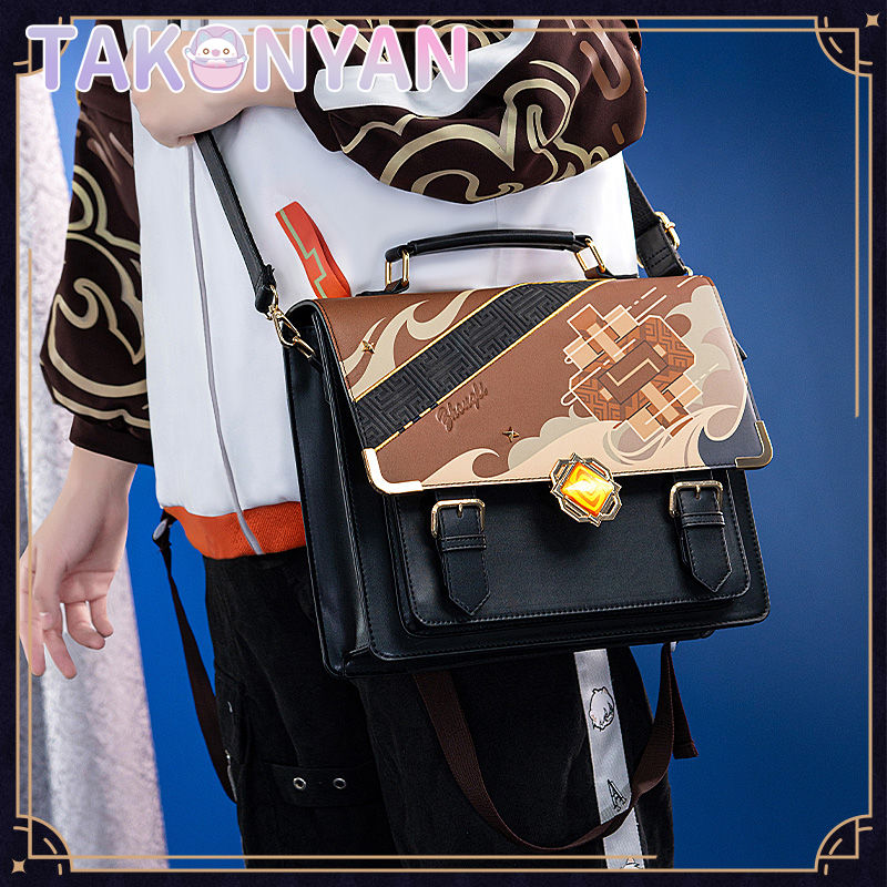 【IN STOCK】Game Genshin Impact Zhongli itabag Messenger Bag PU Leather Bag Theme Impression Bag student backpack doujin