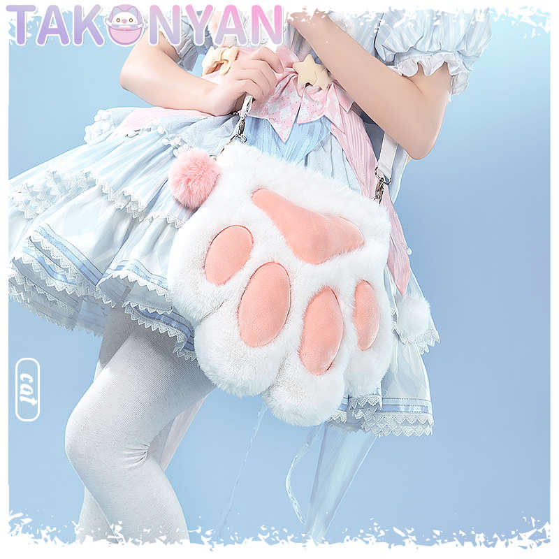 【IN STOCK】Takonyancos Plush Daily Double Shoulder Beast Paw Bag itabag PinBag Schoolbag Student Commuter Furry Bag