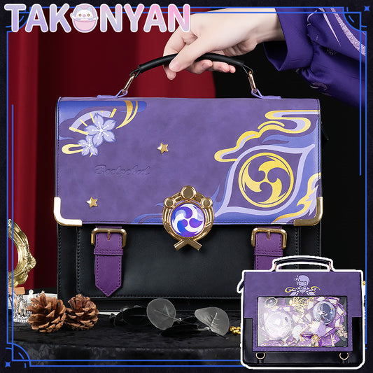 【IN STOCK】Game Genshin Impact Raiden Shogun itabag  Messenger Bag PU Leather Bag Theme Impression Bag student backpack doujin