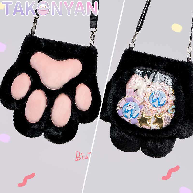 【IN STOCK】Takonyancos Plush Daily Double Shoulder Beast Paw Bag itabag PinBag Schoolbag Student Commuter Furry Bag