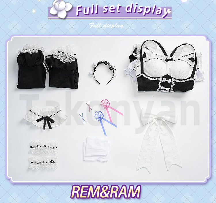 【IN STOCK】Takonyancos Anime Game Re Zero Rem Rame Cosplay Costume Maid Cute