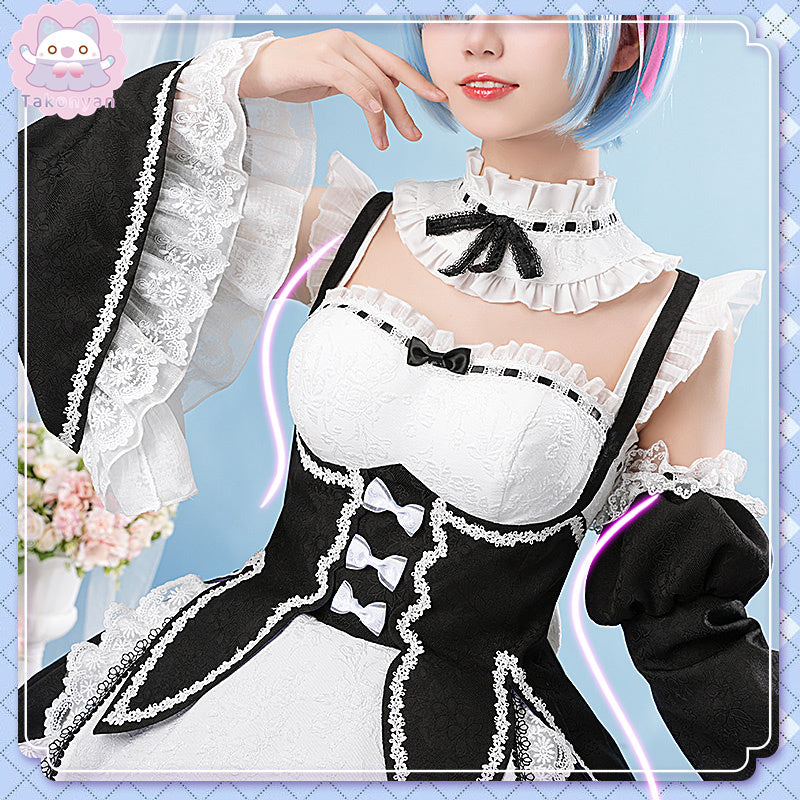 【IN STOCK】Takonyancos Anime Game Re Zero Rem Rame Cosplay Costume Maid Cute