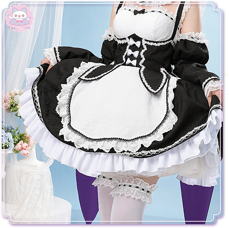 【IN STOCK】Takonyancos Anime Game Re Zero Rem Rame Cosplay Costume Maid Cute