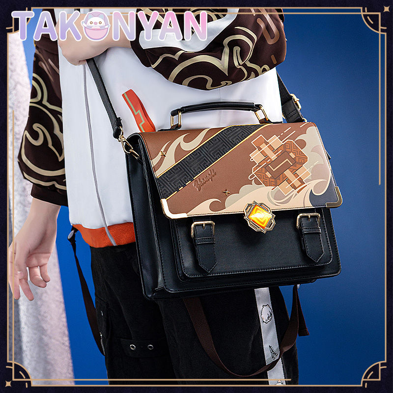 【IN STOCK】Game Genshin Impact Zhongli itabag  Messenger Bag PU Leather Bag Theme Impression Bag student backpack doujin