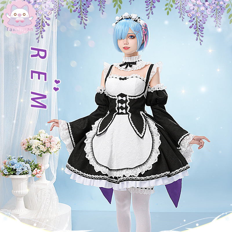 【IN STOCK】Takonyancos Anime Game Re Zero Rem Rame Cosplay Costume Maid