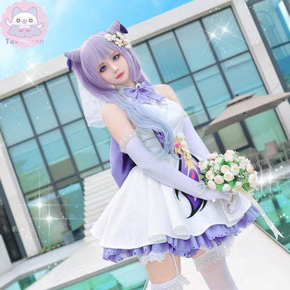 【IN STOCK】Game Genshin Impact Costume KEQING Cosplay Costume Wedding Dress