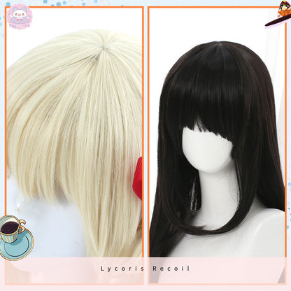 【Ready for ship】Anime Lycoris Recoil Nishikigi Chisato Cosplay Wig 30cm Short Light Golden Heat Resistant Synthetic Hair Wigs Ribbon + Wig Cap