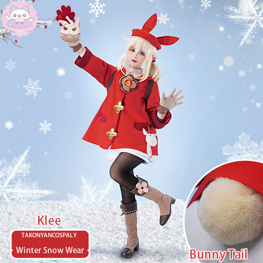 【Pre-order】Genshin Impact Cosplay Klee Cosplay Costume Backpack  Shoes Loli Party Outfit Uniform Christmas Winter Snowwear Costume Carnival